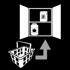 groceries: store in the cupboard